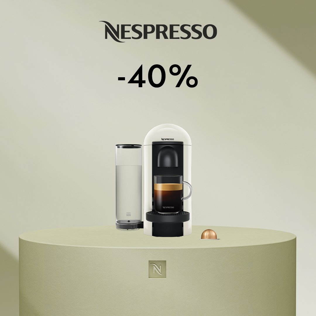 40% DISCOUNT ON THE VERTUO PLUS COFFEE MACHINE WHEN YOU BUY 80 CAPSULES!