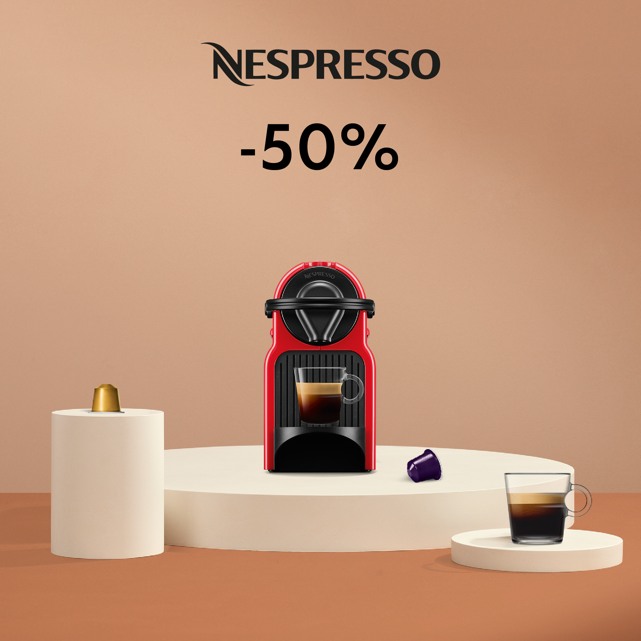 50% DISCOUNT ON THE INISSIA COFFEE MACHINE WHEN YOU BUY 150 CAPSULES!