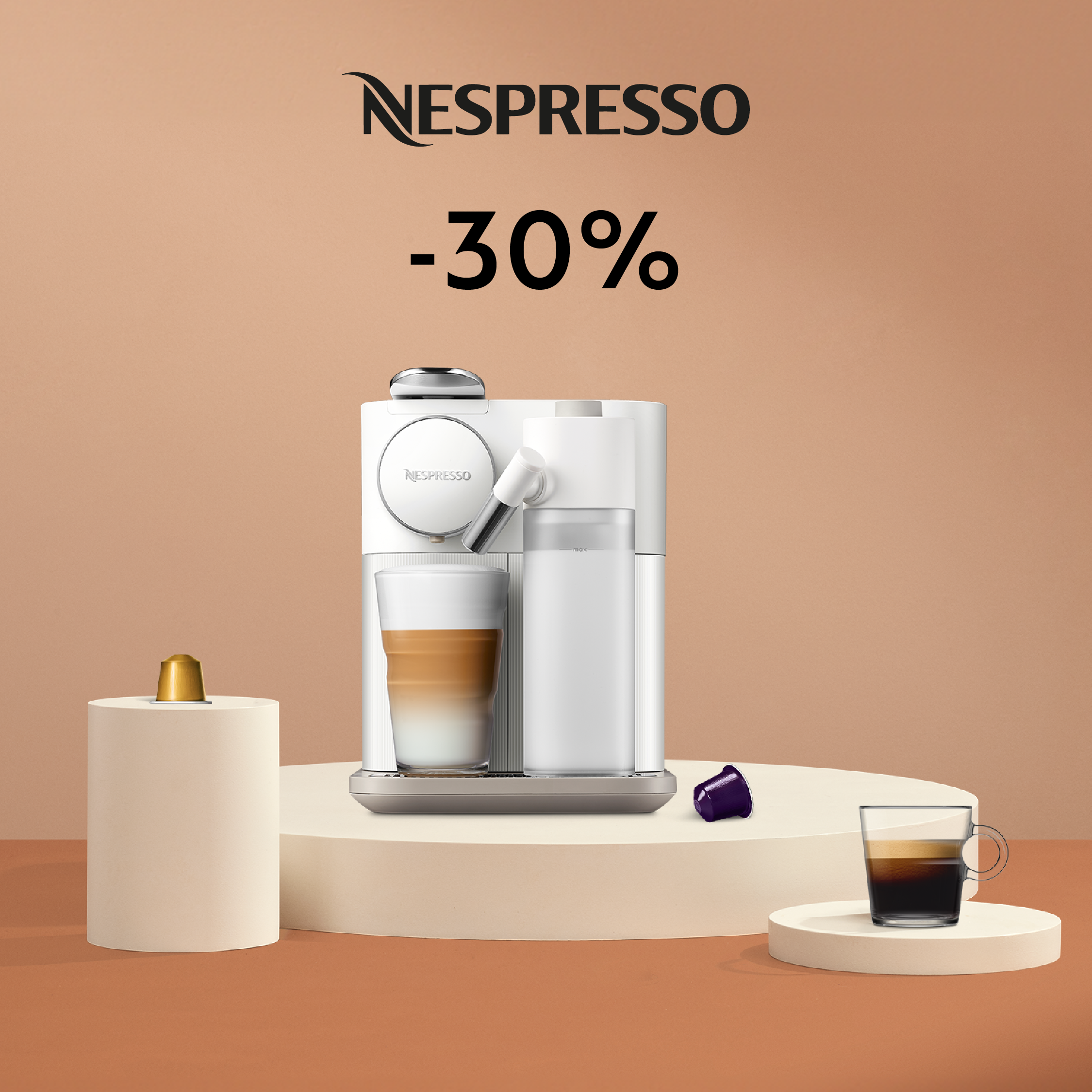 30% DISCOUNT ON THE LATTISSIMA GRAN COFFEE MACHINE WHEN YOU BUY 250 CAPSULES!