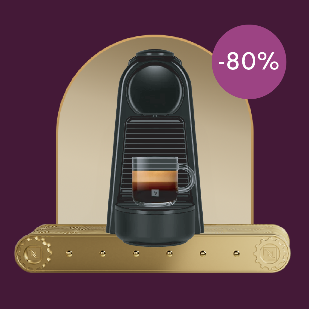 80% OFF THE ESSENZA MINI TRIANGLE COFFEE MACHINE WHEN YOU BUY 200 ORIGINAL CAPSULES!