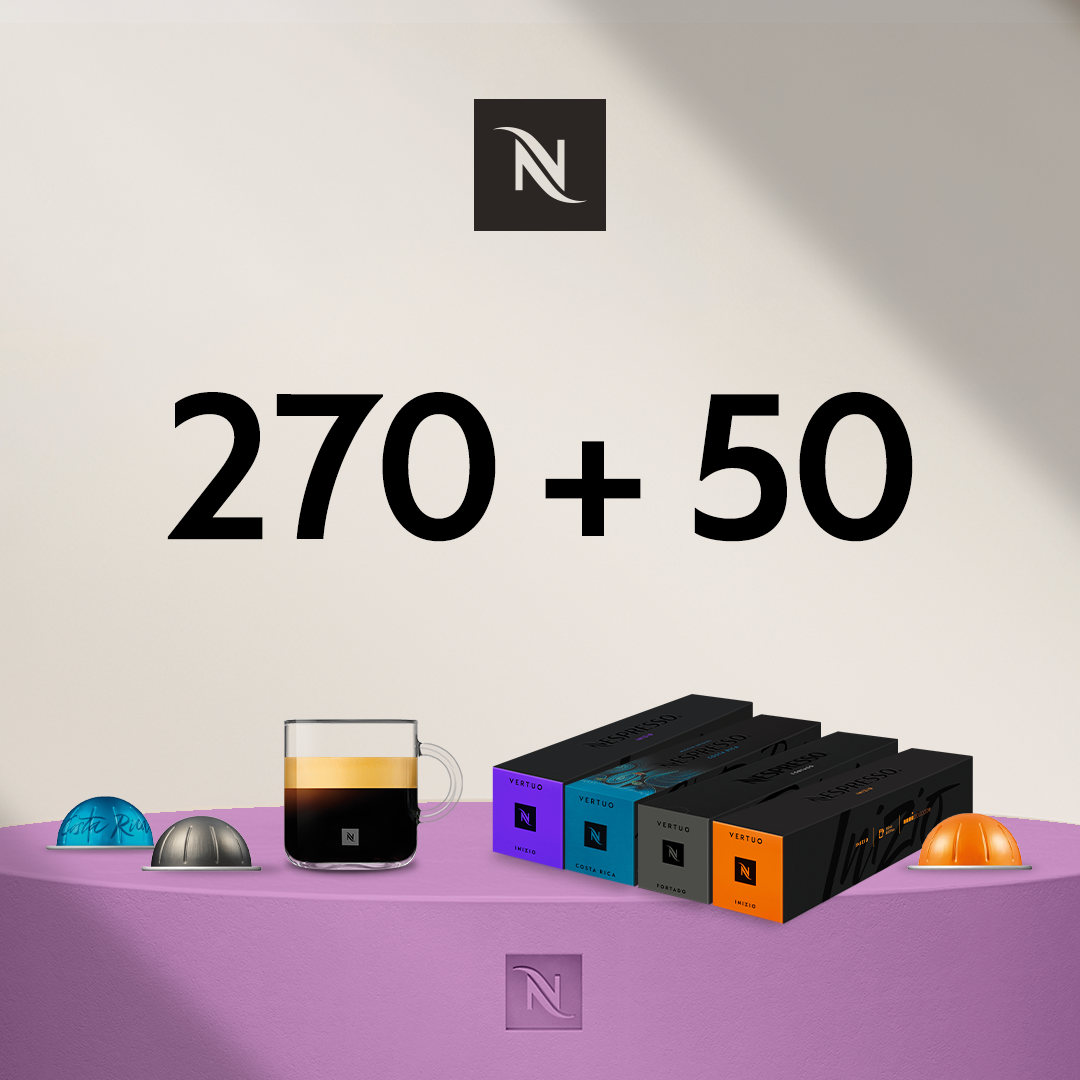 BUY 270  VERTUO CAPS - GET 5 SLEEVES GRAN LUNGOS FOR  0,05 EUR