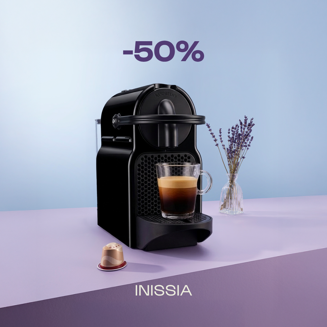 50% OFF THE INISSIA COFFEE MACHINE, WHEN YOU BUY 120 ORIGINAL CAPSULES