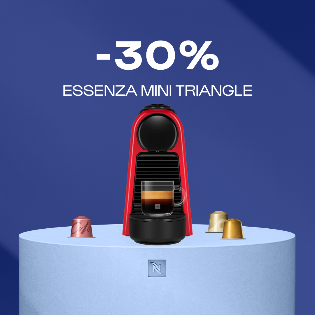 30% OFF THE ESSENZA MINI TRIANGLE COFFEE MACHINE WHEN YOU BUY 140 ORIGINAL CAPSULES