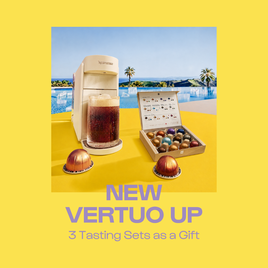BUY NEW VERTUO UP COFFEE MACHINE AND GET 3 COFFEE CAPSULES TASTING SETS (3X12) AS A GIFT