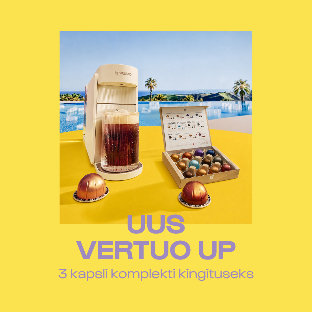 OSTA UUS VERTUO UP KOHVIMASIN JA SAA 3 KOHVIKAPSLI KOMPLEKTI (3x12) KINGITUSEKS OSTA UUS VERTUO UP KOHVIMASIN JA SAA 3 KOHVIKAPSLI KOMPLEKTI (3x12) KINGITUSEKS