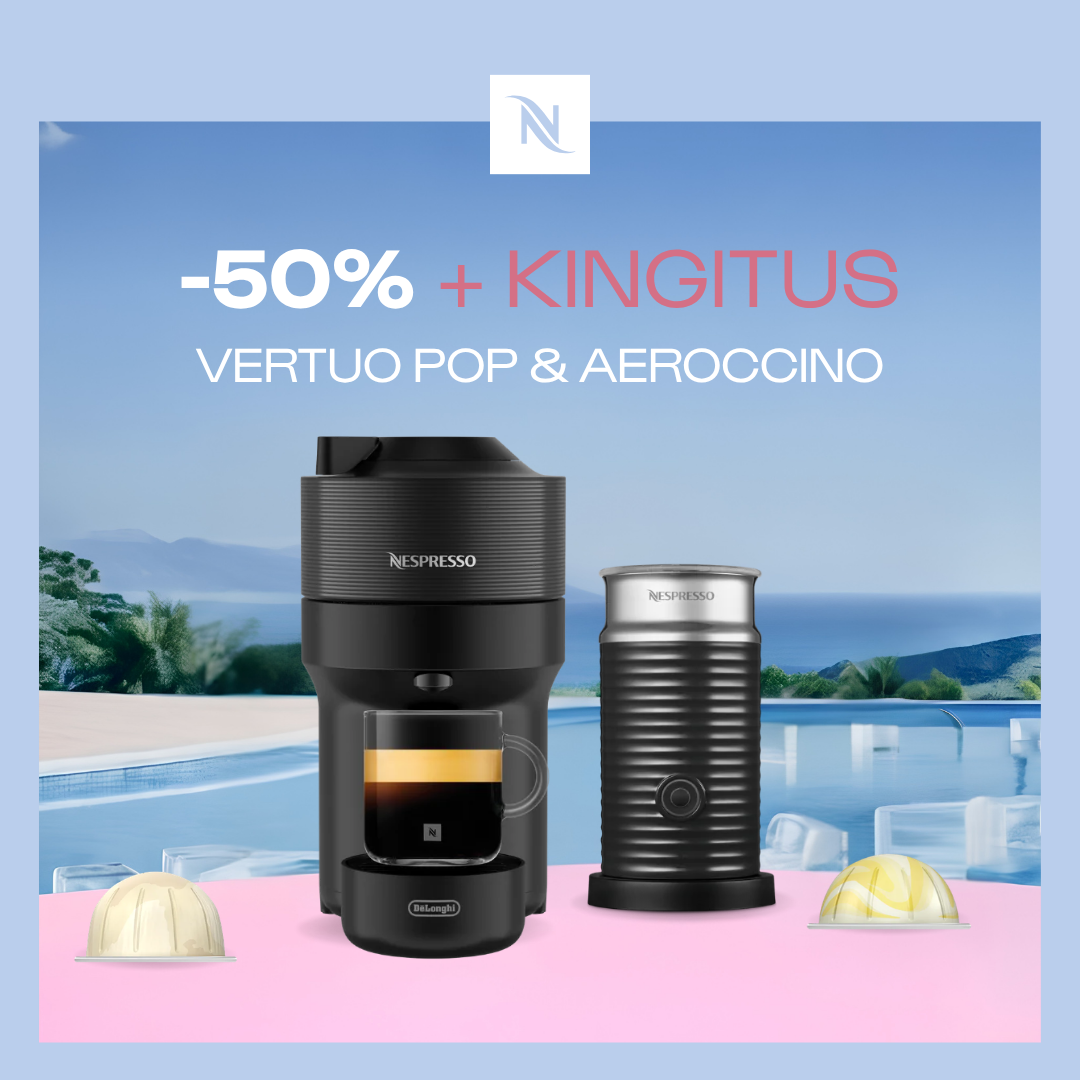 -50% VERTUO POP & AEROCCINO KOHVIMASINALE, KUI OSTATE 100 VERTUO KAPSLIT + TASUTA KOMPLEKT