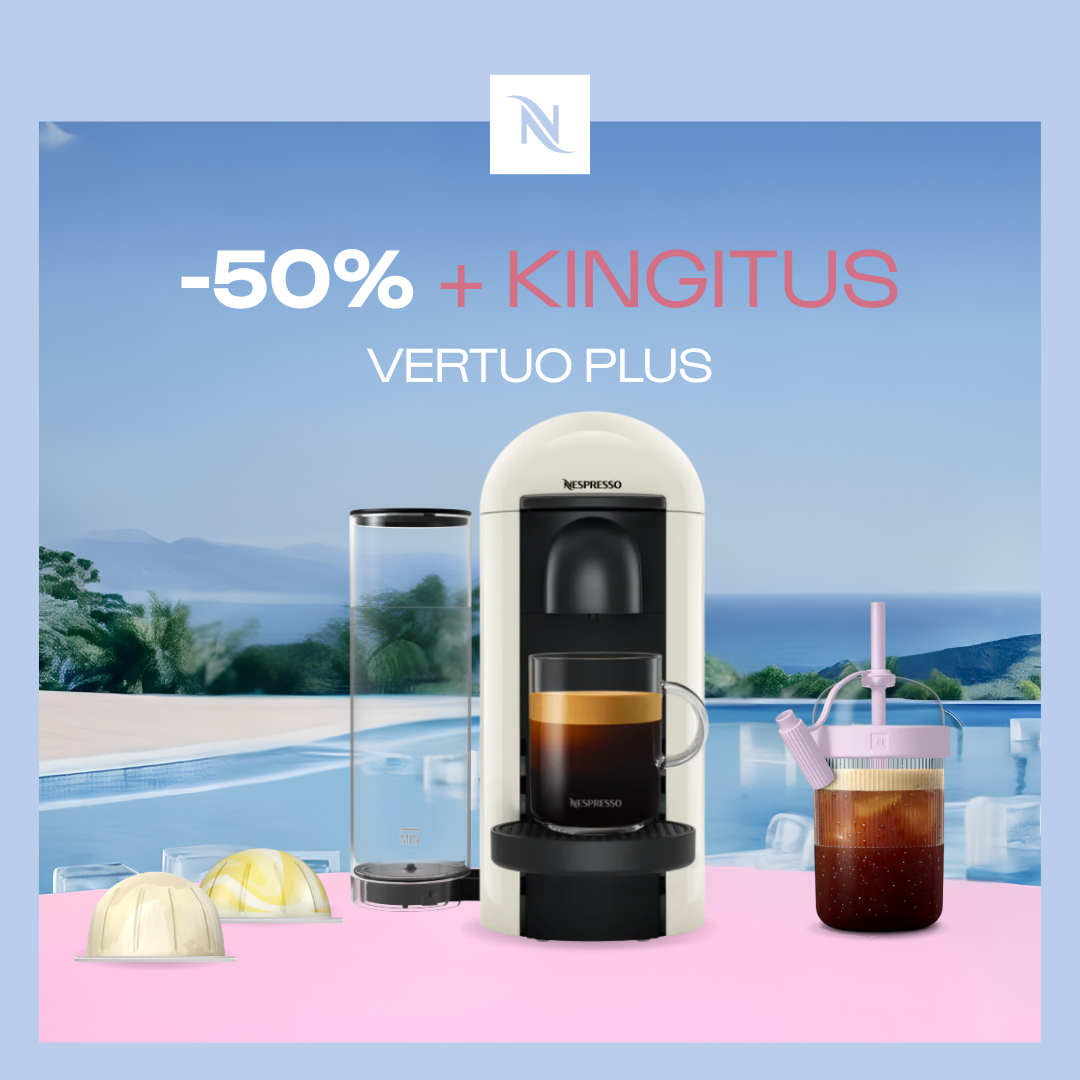 -50% VERTUO PLUS KOHVIMASINALE, KUI OSTATE 100 VERTUO KAPSLIT + TASUTA KOMPLEKT