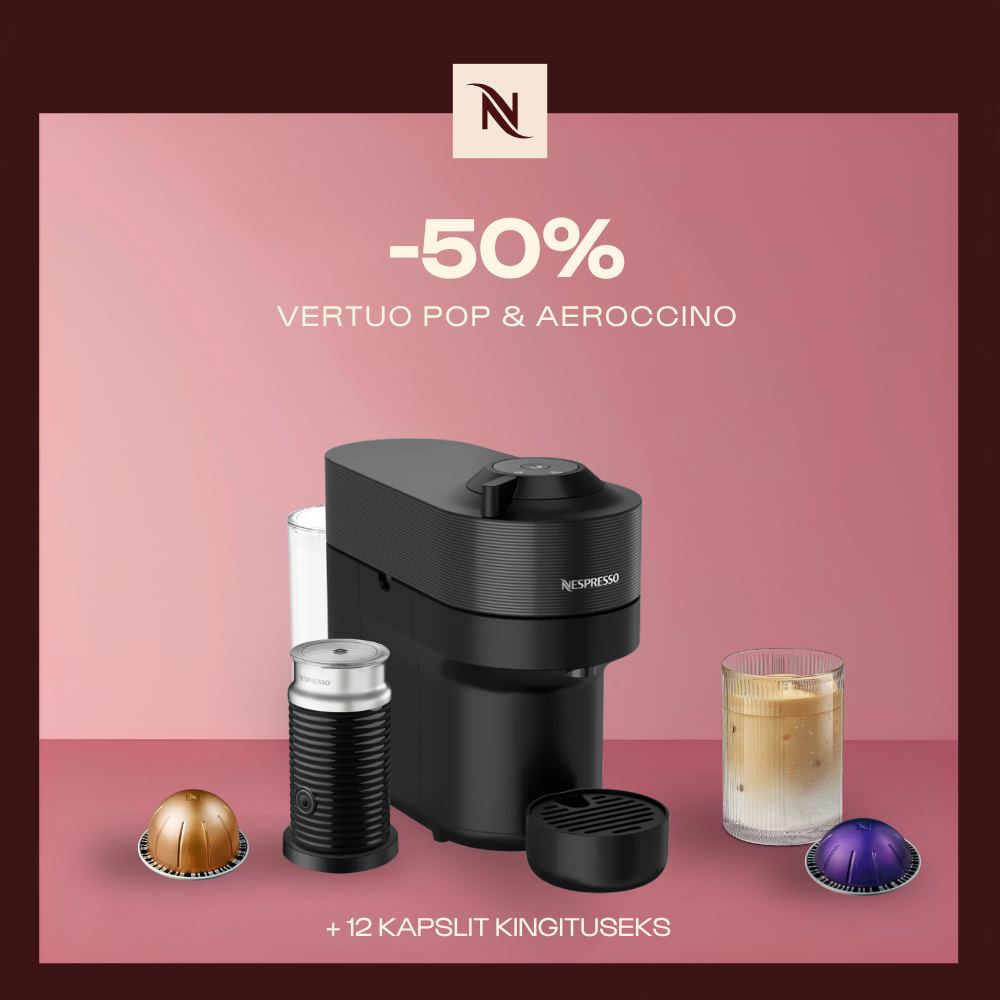 -50% VERTUO POP & AEROCCINO KOHVIMASINALE, KUI OSTATE 80 VERTUO KAPSLIT + TASUTA KOMPLEKT