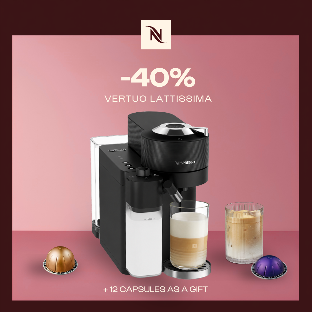 -40% OFF THE VERTUO LATTISSIMA COFFEE MACHINE WHEN YOU BUY 80 VERTUO CAPSULES + FREE TASTING KIT