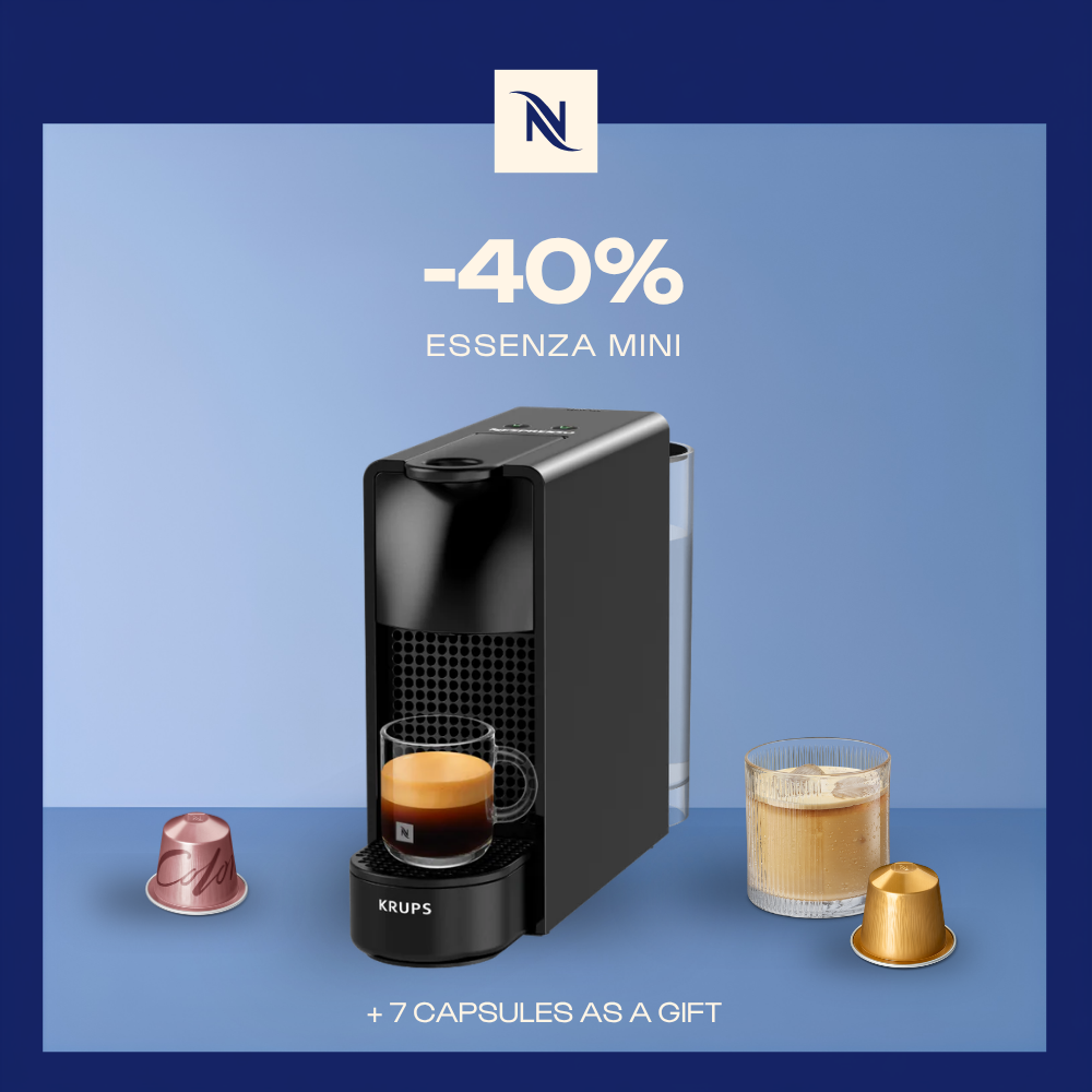 -40% OFF THE ESSENZA MINI COFFEE MACHINE WHEN YOU BUY 120 ORIGINAL CAPSULES + FREE TASTING KIT