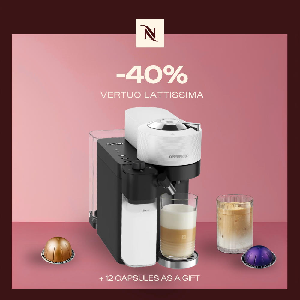 -40% OFF THE VERTUO LATTISSIMA COFFEE MACHINE WHEN YOU BUY 80 VERTUO CAPSULES + FREE TASTING KIT