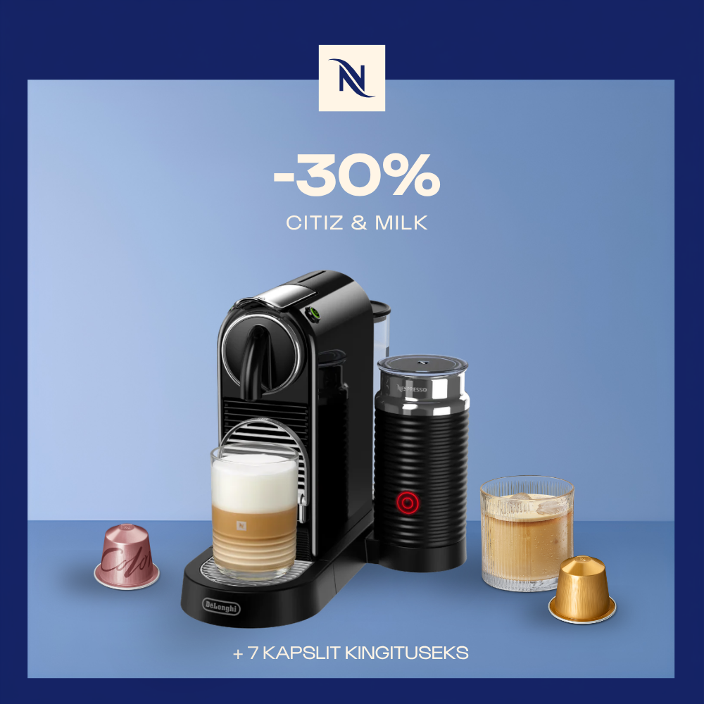 30% CITIZ&MILK KOHVIMASINALE, KUI OSTATE 180 ORIGINAL KAPSLIT + TASUTA KOMPLEKT