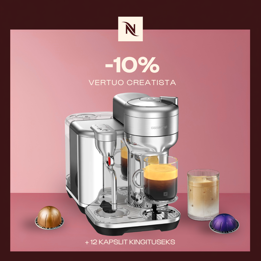 -10% VERTUO CREATISTA KOHVIMASINALE, KUI OSTATE 80 VERTUO KAPSLIT + TASUTA KOMPLEKT